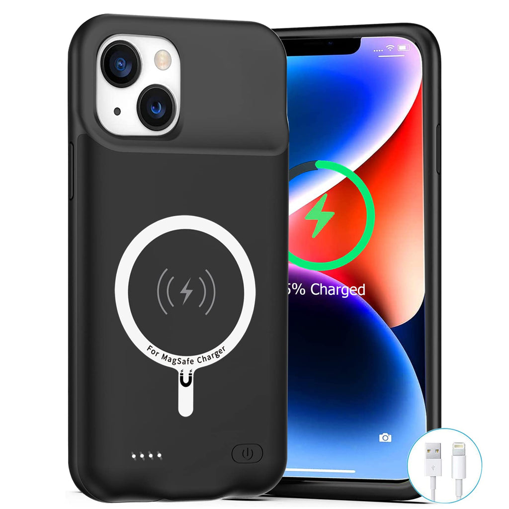  [AUSTRALIA] - Battery Case for iPhone 14 Plus, 8500mAh Rechargeable Portable Charging Case with Wireless Charging Compatible for iPhone 14 Plus (6.7 inch) Extended Battery Pack Protective Charger Case (Black) Black