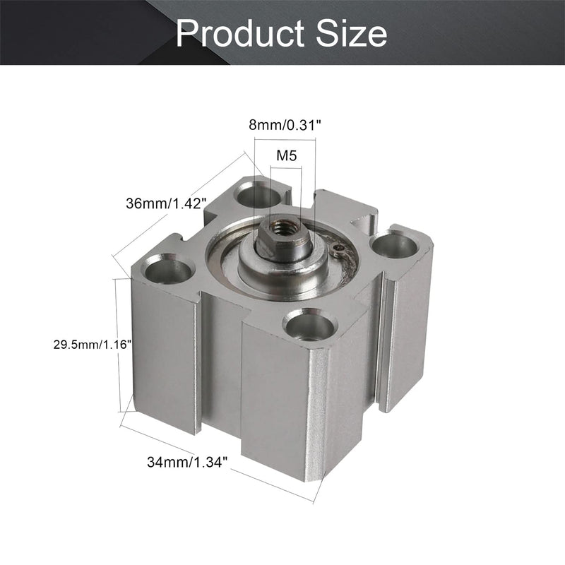  [AUSTRALIA] - Othmro SDA20 x 5 Sealing Thin Air Cylinder Pneumatic Air Cylinders, 20mm/0.79inch Bore 5mm/0.2inch Stroke for M5 Aluminium Alloy Pneumatic Components for Pneumatic and Hydraulic Systems 1pcs SDA20x5