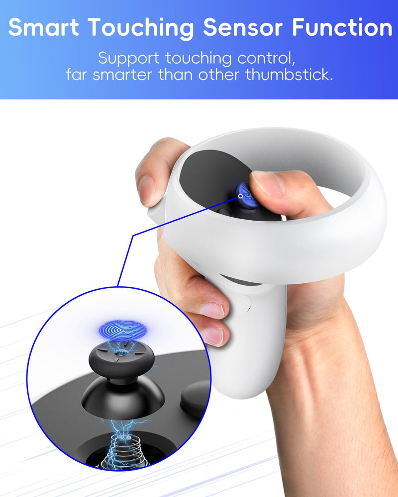  [AUSTRALIA] - Replacement Thumbsticks for Meta Quest 2 Controller, AOLION Oculus Quest 2 Replacement Parts with 2 Intelligent Sensing Thumbsticks, 4 Thumb Grips