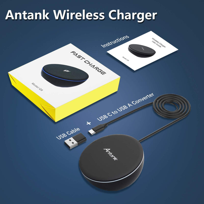  [AUSTRALIA] - Antank Magnetic Wireless Charger Compatible with iPhone 12/12 mini/12 Pro/12 Pro Max, Qi-Certified Fast Wireless Charger Charging Stand for iPhone 13 Series, USB C & USB A Port, No AC Adapter, Black 3.74*3.54*2.75