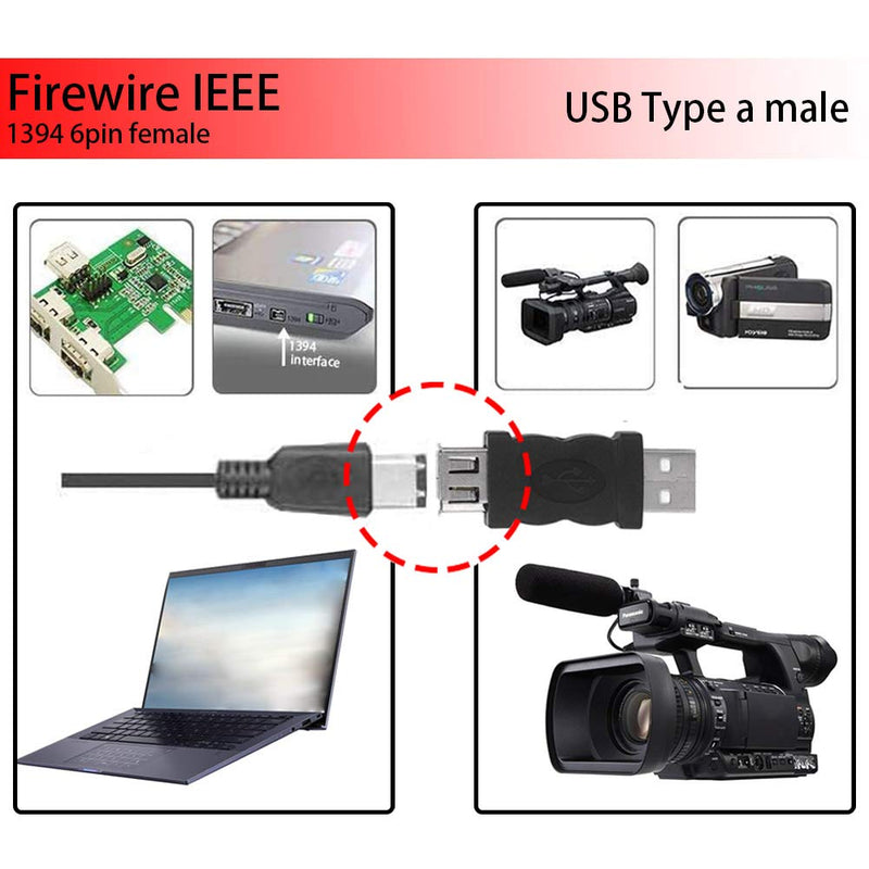  [AUSTRALIA] - Blacell USB 2.0 A Male to Firewire IEEE 1394 6P Female Adaptor Converter Connector F/M