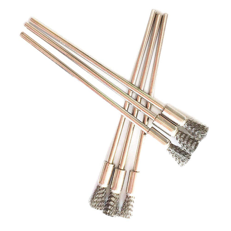  [AUSTRALIA] - 10 Pieces Extended Stainless Steel Wire Steel Cleaning End Brushes Pen Wire Brush Rust Paint Removal Bits Polishing Rotary Tools Accessories 3 MM Mandrel (6mm end Brush)