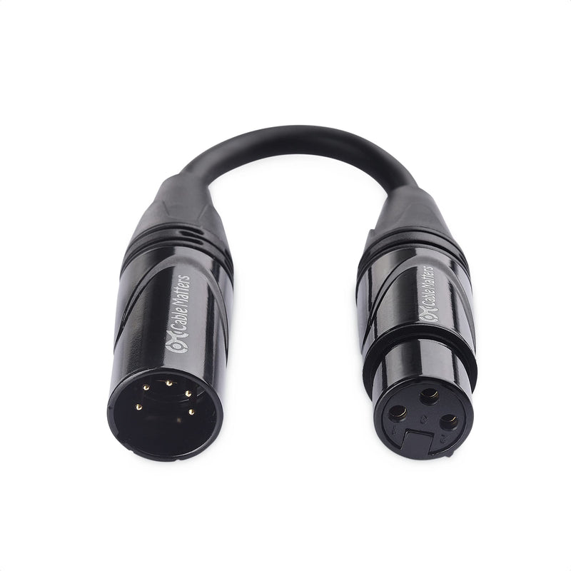  [AUSTRALIA] - Cable Matters 2-Pack 5 Pin to 3 Pin DMX Lighting Cable 6 Inches (5-Pin Male to 3-Pin Female XLR Cable, 3 Pin to 5 Pin DMX Adapter Cable) in Black