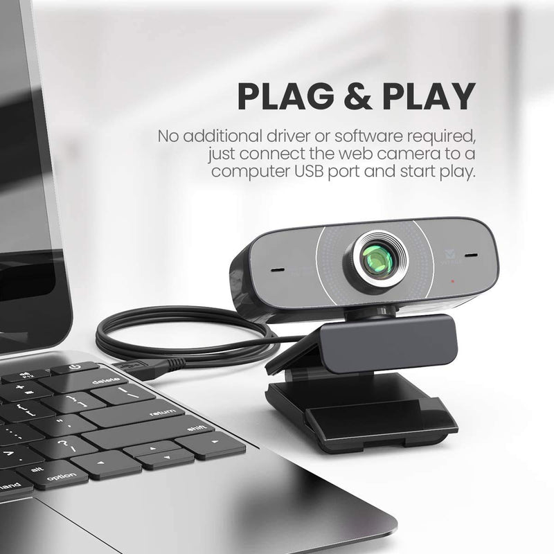  [AUSTRALIA] - Webcam 1080P with Microphone HD Web Cam 30fps, Vitade 826M USB Computer Web Camera Cam for Streaming Gaming Conferencing Mac Windows 8 10 PC Laptop Desktop Plug & Play