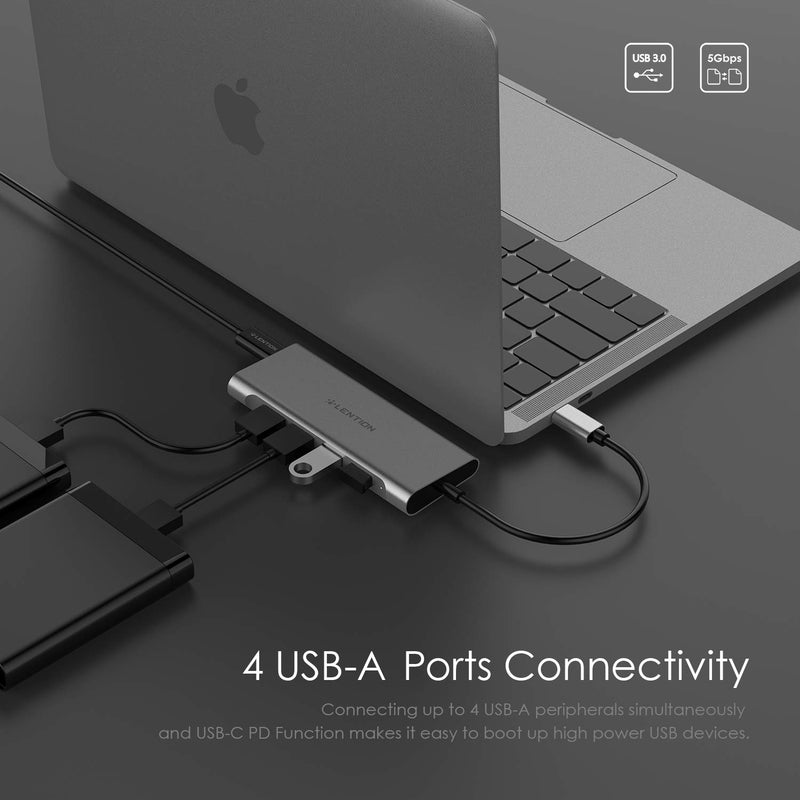 LENTION USB-C Multi-Port Hub with 4K HDMI Output, 4 USB 3.0, Type C Charging Adapter Compatible 2020-2016 MacBook Pro 13/15/16, New Mac Air & Surface, Chromebook, More (CB-C35, Space Gray) - LeoForward Australia