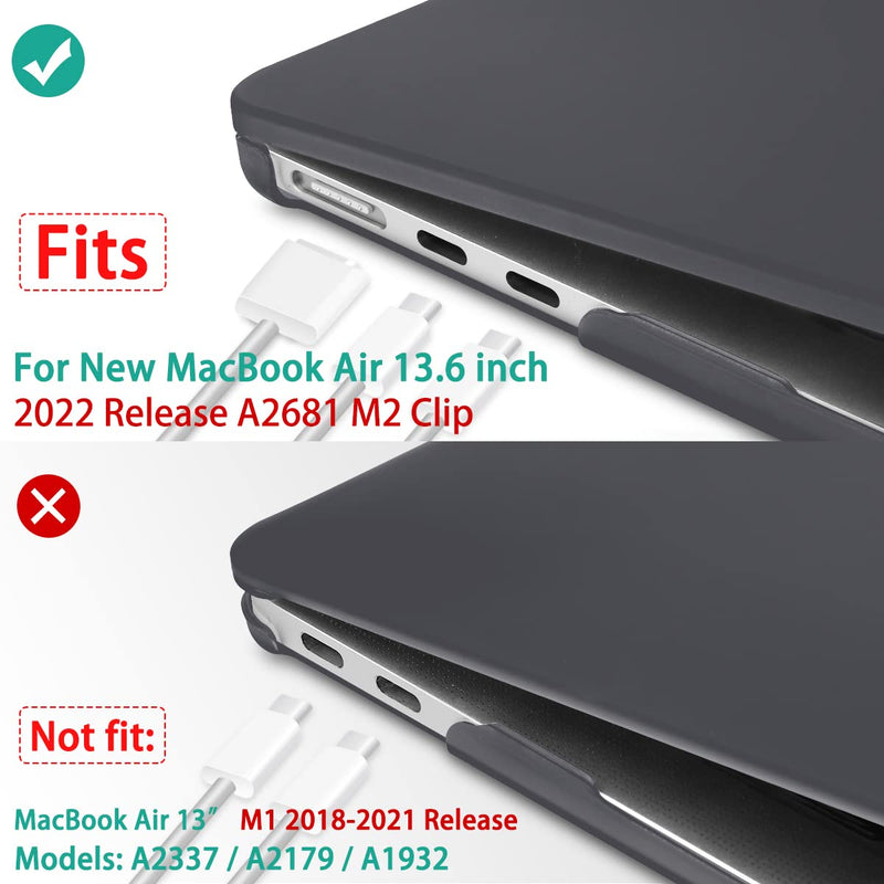  [AUSTRALIA] - May Chen Compatible with [ 2022 Newest Release ] MacBook Air 13.6 Inch Model A2681, Plastic Hard Shell Case for MacBook Air 13 inch Apple M2 Clip with Liquid Retina Display Fits Touch ID, Matte Black