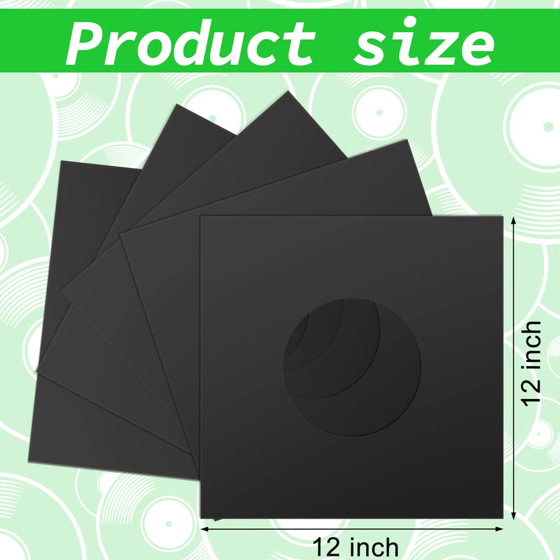  [AUSTRALIA] - Eaasty 50 Pieces Paper Vinyl Record Sleeves 45 RPM Protection Paper Covers for Singles Records Square Record Sleeves Outer Album Covers Vinyl Jacket Covers with Holes for Storage (Black, 7.3 Inch)