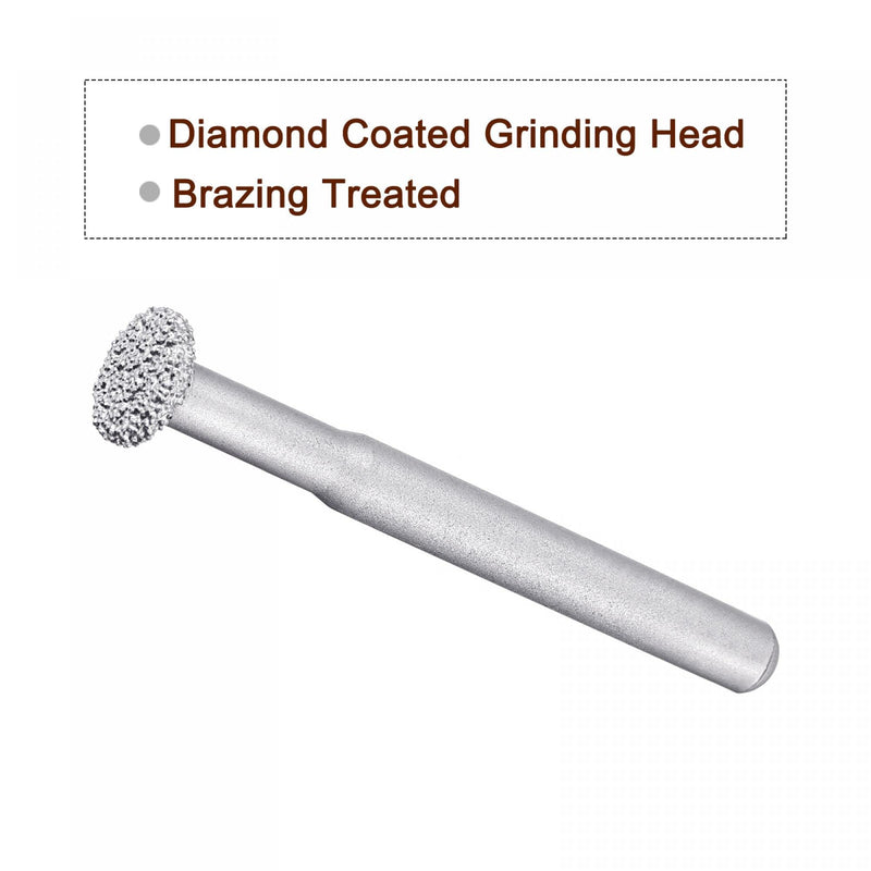  [AUSTRALIA] - uxcell Diamond Mounted Point 60 Grit 10.5mm Brazed Grinder Flat Head 6mm Shank Grinding Rotary Bit Marble Stone Carving Tool