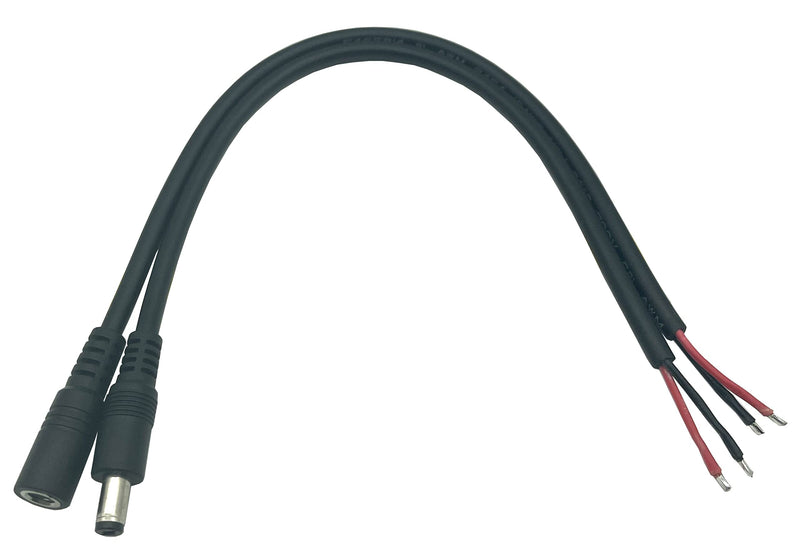  [AUSTRALIA] - 1 Pairs Dc Power Pigtails Cable, Dafensoy 16 AWG Pure Copper DC 5.5 x 2.1mm Male & Female High Power Bold Power Repair Cable, for CCTV Security Camera and Other 2.1 * 5.5mm DC Power Devices 1Feet