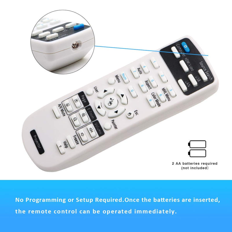 ESolid 1547200 Remote Control for Epson BrightLink 425Wi 430i 435Wi 475Wi 480i 485Wi 575Wi 585Wi 595Wi PowerLite 420 425W 430 435W 470 475W 480 485W Home Cinema 500 S11 X12 X15 Projectors - LeoForward Australia