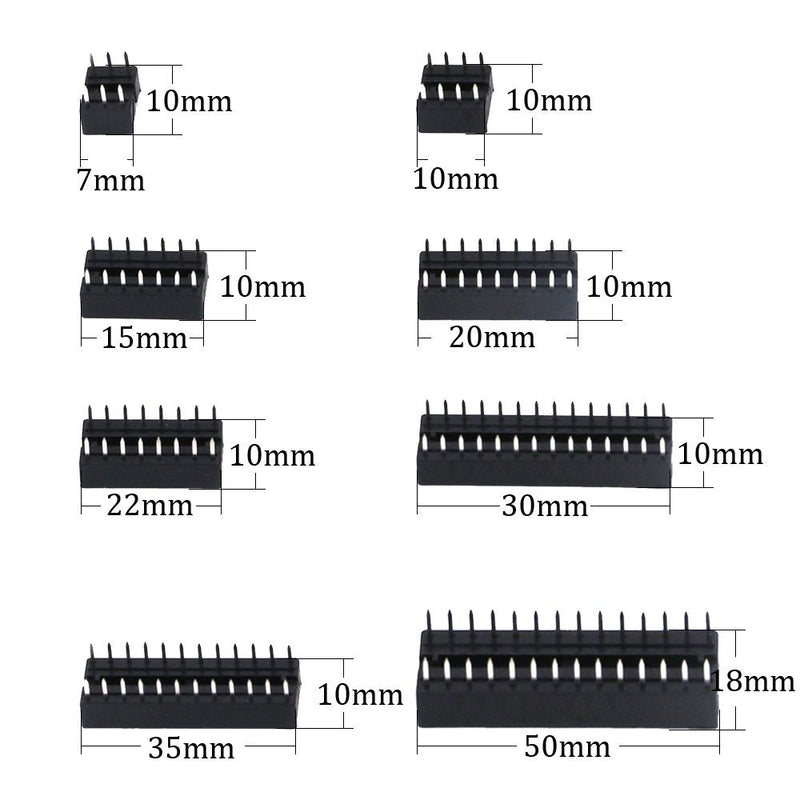  [AUSTRALIA] - Glarks 122pcs 2.54mm Pitch DIP IC Sockets Solder Version Adapter Assortment Kit (6/8/14/16/18/24/28/40 Pins)