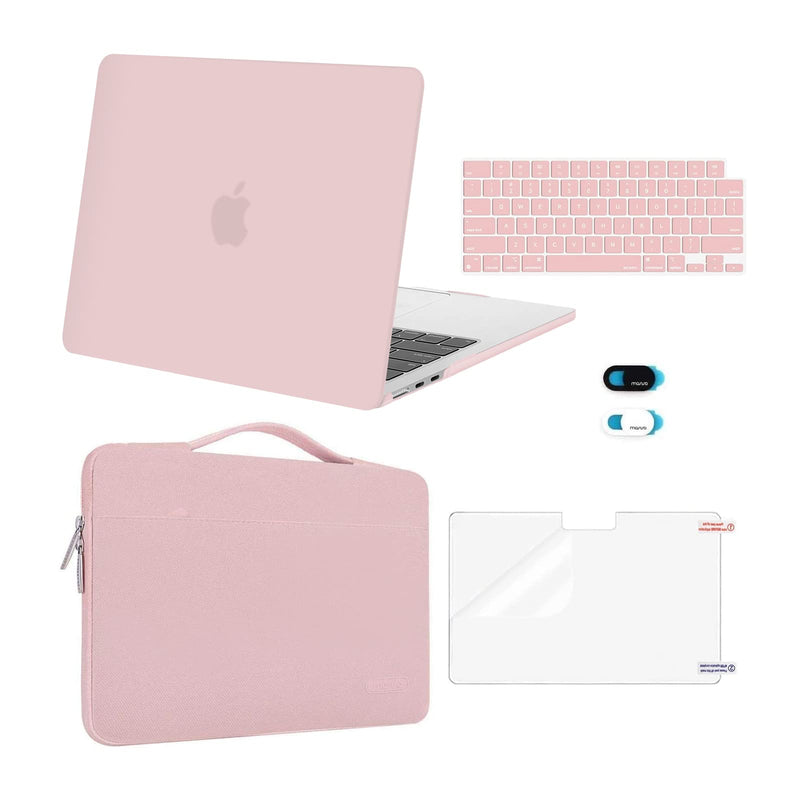  [AUSTRALIA] - MOSISO Compatible with MacBook Air 13.6 inch Case 2022 Release A2681 with M2 Chip Touch ID, Plastic Hard Shell Case&Carrying Sleeve Bag&Keyboard Cover&Webcam Cover&Screen Protector, Baby Pink