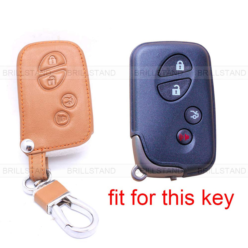 4 Button Leather Car Remote Key Fob Holder Case Cover for Lexus GX LX RX Series Brown Stitching & Leather - LeoForward Australia