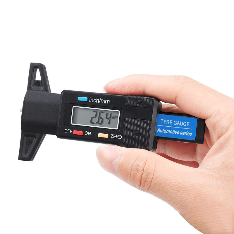  [AUSTRALIA] - Digital Tire Tread Depth Gauge with Large LCD Display Metric/Inch Conversion 0-25.4mm Measuring Tool for Car Motorbike Trucks Vans