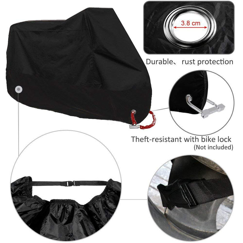  [AUSTRALIA] - MONOJOY Scooter Covers Moped Cover Waterproof Motorcycle Prevent Rain Sun UV Dustproof for Any Season and Weather with Lock Holes Rust Resistance and Buckle Black 78.7"x35"x39" M