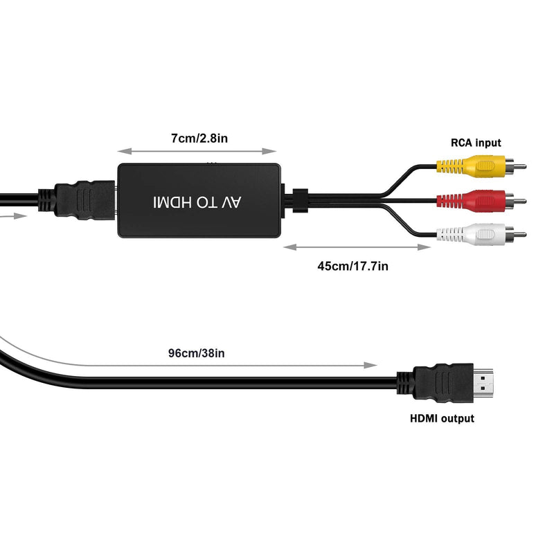  [AUSTRALIA] - DIGITNOW RCA to HDMI Converter, AV to HDMI Composite Video Audio Converter Adapter, Supports PAL/NTSC for PS2, PS3, STB, VHS, VCR, Blue-Ray DVD