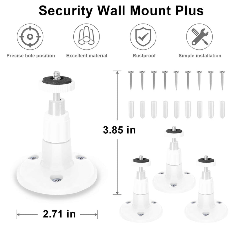  [AUSTRALIA] - 3 Pack BFYTN Wall Mount Compatible with Ring Stick Up Cam Wired/Battery and Ring Indoor Cam HD Security Camera,360 Degree Adjustable Mounting Bracket (White) White