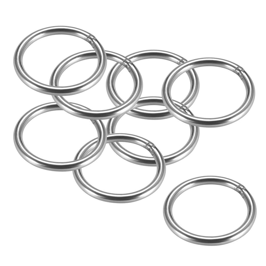  [AUSTRALIA] - uxcell 201 Stainless Steel O Ring 60mm(2.36") Outer Diameter 6mm Thickness Strapping Welded Round Rings 8pcs