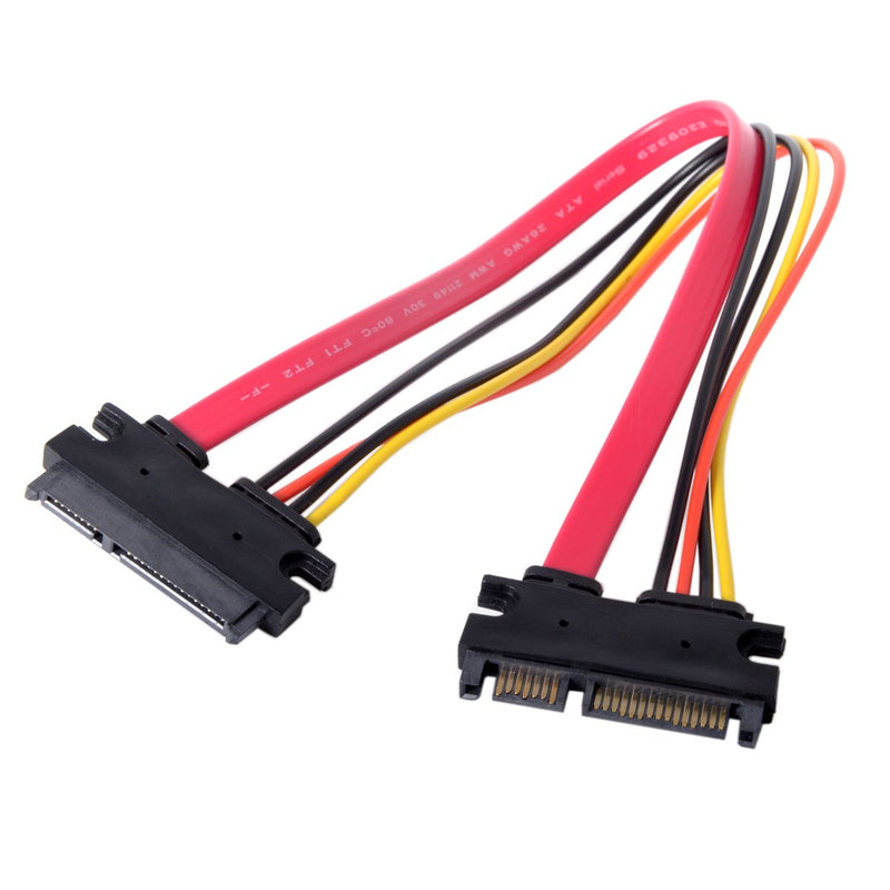  [AUSTRALIA] - HDMIHOME SATA III 3.0 7+15 22 Pin SATA Male to Female Data Power Extension Cable 30cm Red Color