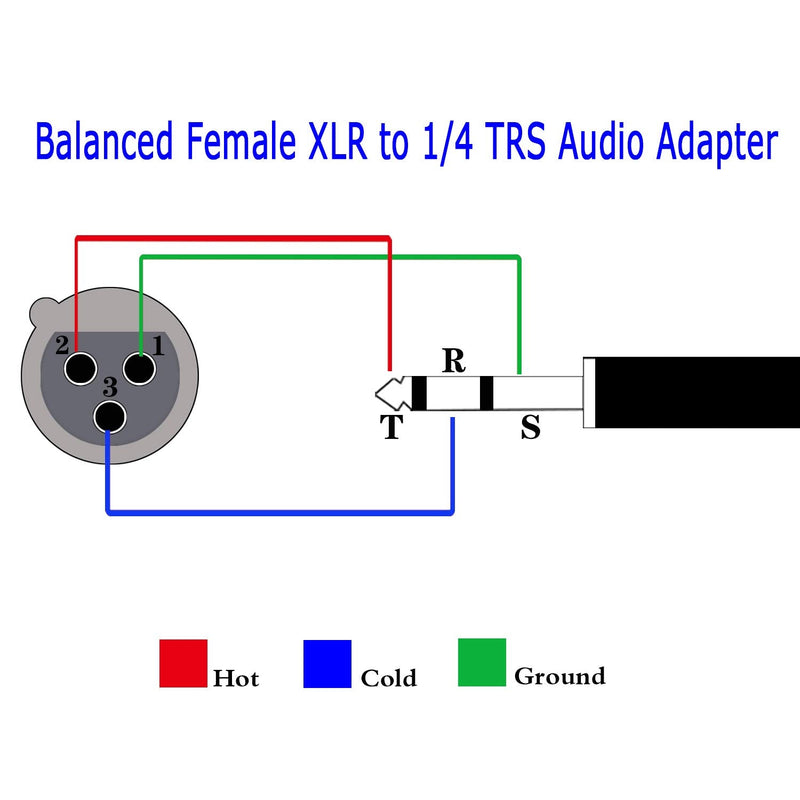  [AUSTRALIA] - DISINO Female XLR to 1/4 Inch TRS Adapter,Balanced XLR Female to Quarter Inch Male Jack Converter Audio Connector - 2 Pack 635TRS-XLRF-2P