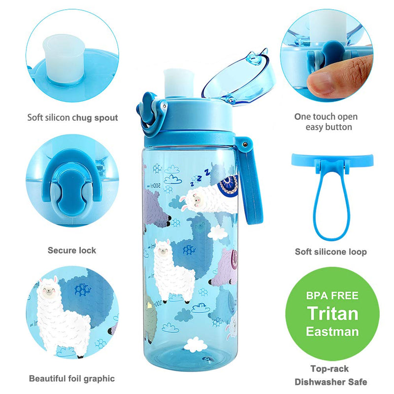  [AUSTRALIA] - Home Tune Cute Water Bottle for School Kids Girls, Soft Silicone Spout & BPA Free Tritan & Leak Proof One Click Open Flip Top & Easy Clean & Soft Carry Loop, 24oz / 700ml Alpaca