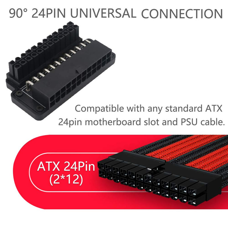  [AUSTRALIA] - New Version ATX 24Pin Female to 24pin Male 90 Degree Power Adapter with Power OK and Stand by LED and ABS Plastic top Cover for Desktops Power Supply