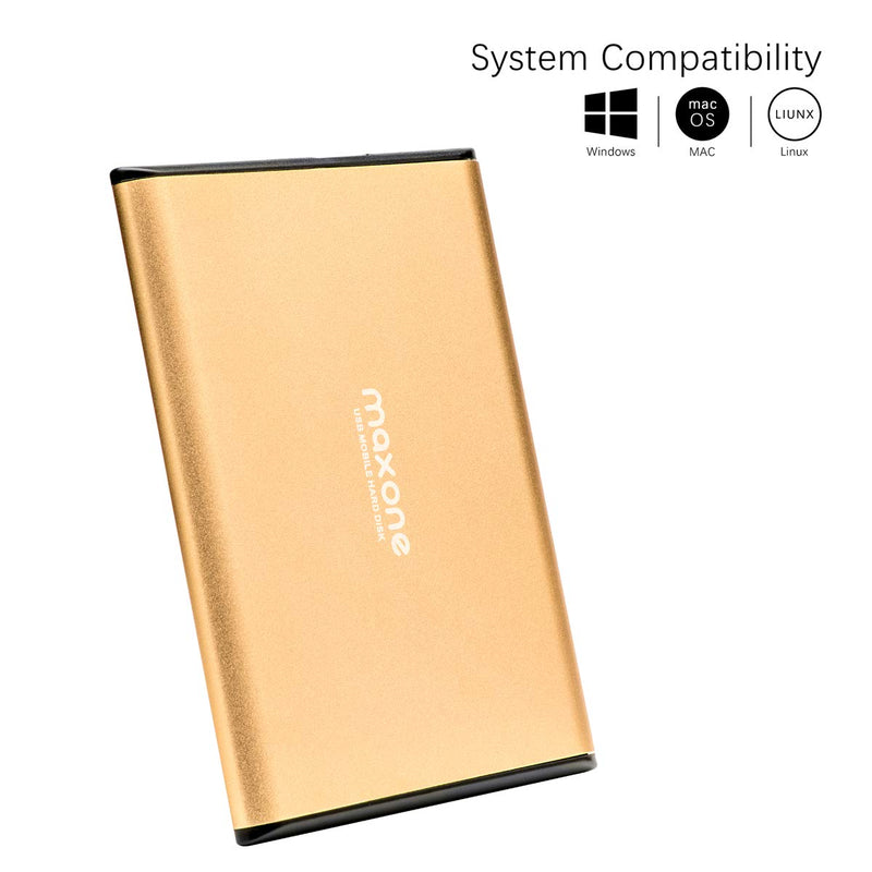  [AUSTRALIA] - Maxone 250GB Ultra Slim Portable External Hard Drive HDD USB 3.0 for PC, Mac, Laptop, PS4, Xbox one - Gold