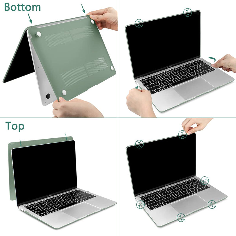  [AUSTRALIA] - DONGKE for MacBook Air 13 inch Case 2021 2020 2019 2018 Release A2337 M1 A2179 A1932, Plastic Hard Shell Case & Keyboard Cover Only Compatible with MacBook Air 13 inch Retina Fits Touch ID, Green Midnight Green 2