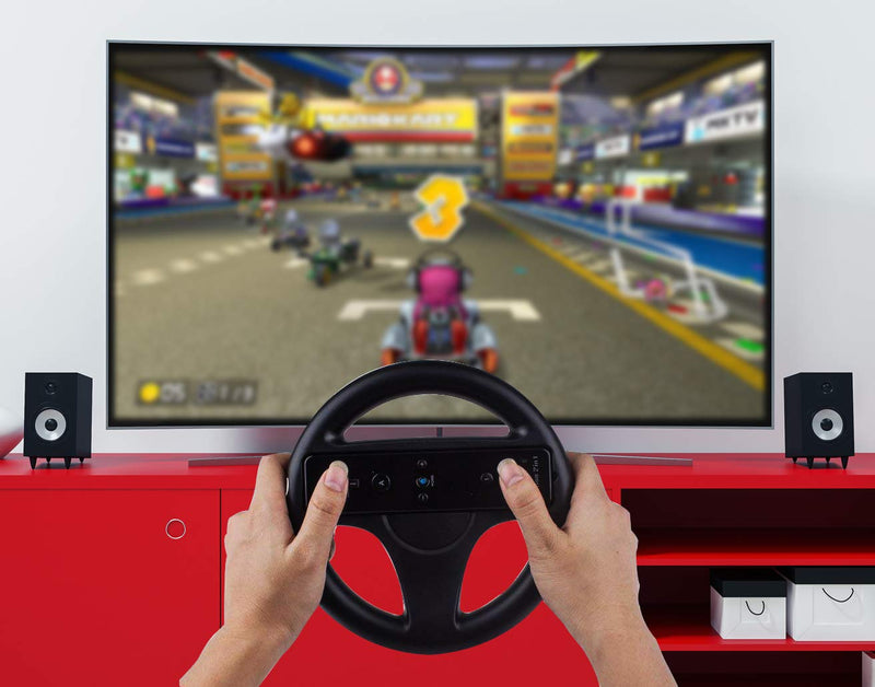  [AUSTRALIA] - Beastron Racing Wheel Compatible with Wii and Wii U Racing Games - 2 Pack, Black