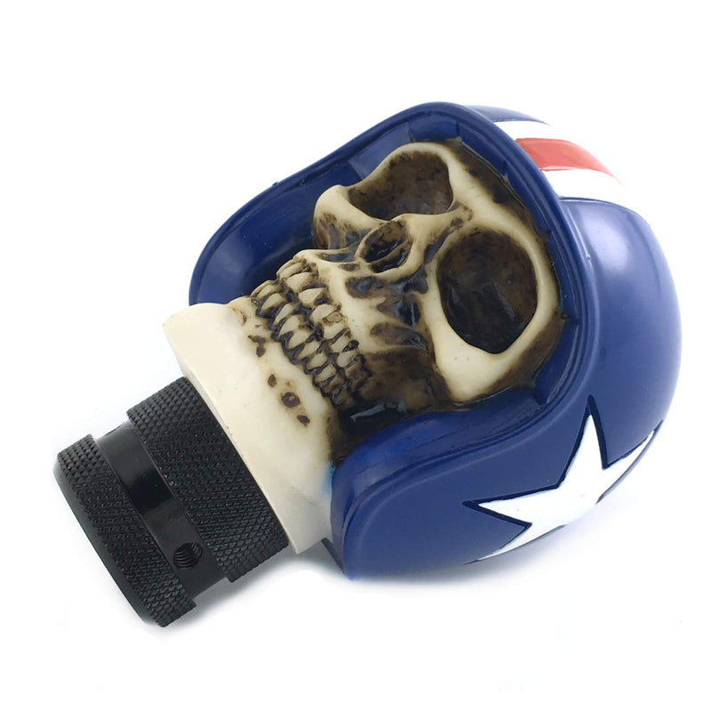  [AUSTRALIA] - Arenbel Car Stick Knob Automatic Skull Shift knobs Gear Lever Shifter Head of Motorcycle Rider Shape fit Most Manual Transmission Vehicles, Blue
