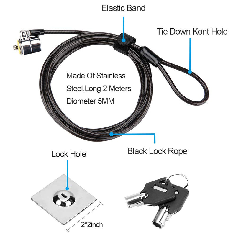  [AUSTRALIA] - Loradar Laptop Cable Lock Hardware Security Cable Lock Anti Theft 3 Keys 6.7Ft Compatible for Laptops, iMac,Out Door TV Mac Mini& Other Devices Longer Cable & Stronger Lock Head (Keyed Different)