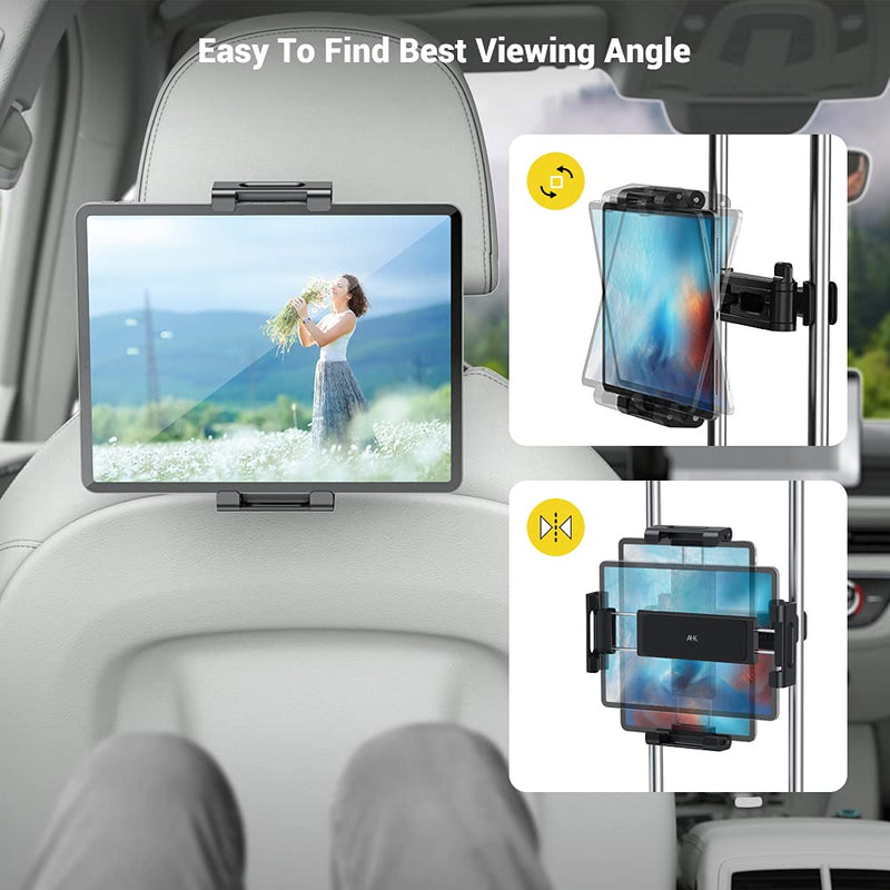  [AUSTRALIA] - Car Tablet Holder, Headrest Tablet Mount - AHK Headrest Stand Cradle Compatible with Devices Such as iPad Pro Air Mini, Galaxy Tabs, Other 4.7 -12.9" Cell Phones and Tablets