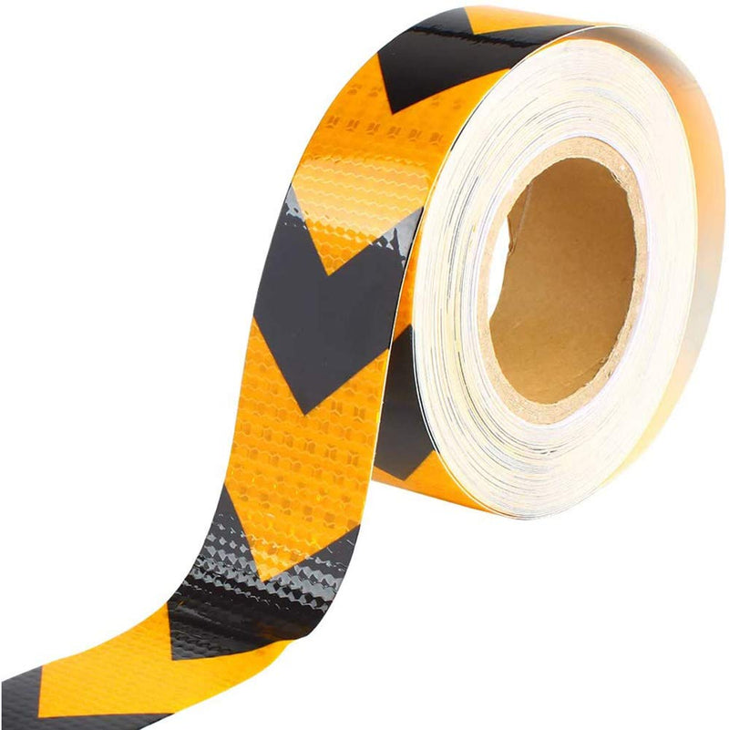  [AUSTRALIA] - Arrow Reflective Tape Yellow Black 2IN X 30FT, Reflective Hazard Warning Tape - High Intensity Reflector Waterproof Conspicuity Safety Tape for Trailer Trucks Cars