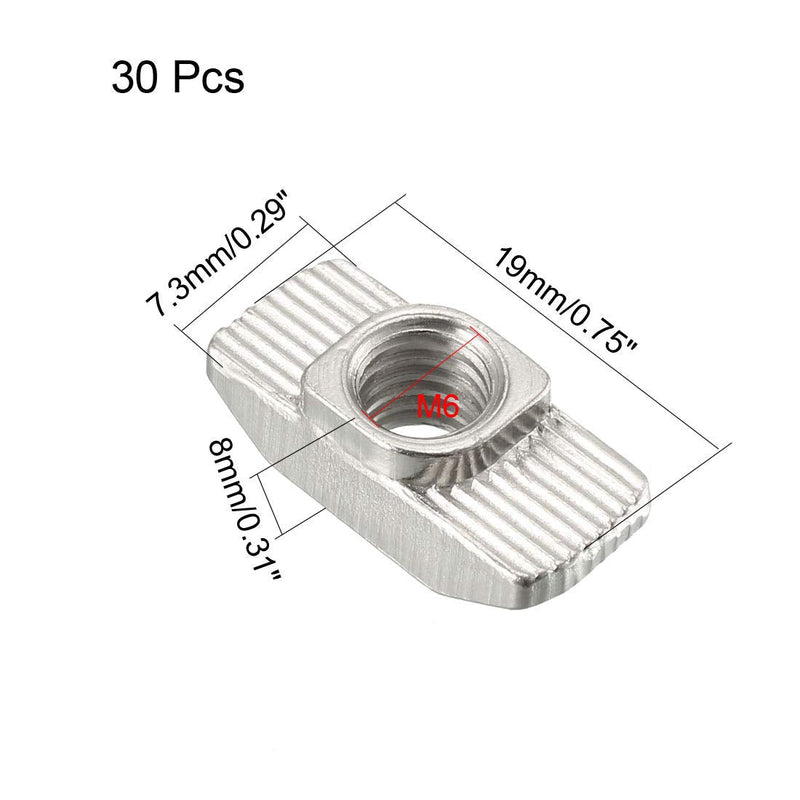  [AUSTRALIA] - uxcell Sliding T Slot Nuts, M6 Half Round Roll in T-Nut for 4040 Series Aluminum Extrusion Profile, Carbon Steel Nickel-Plated, Pack of 30