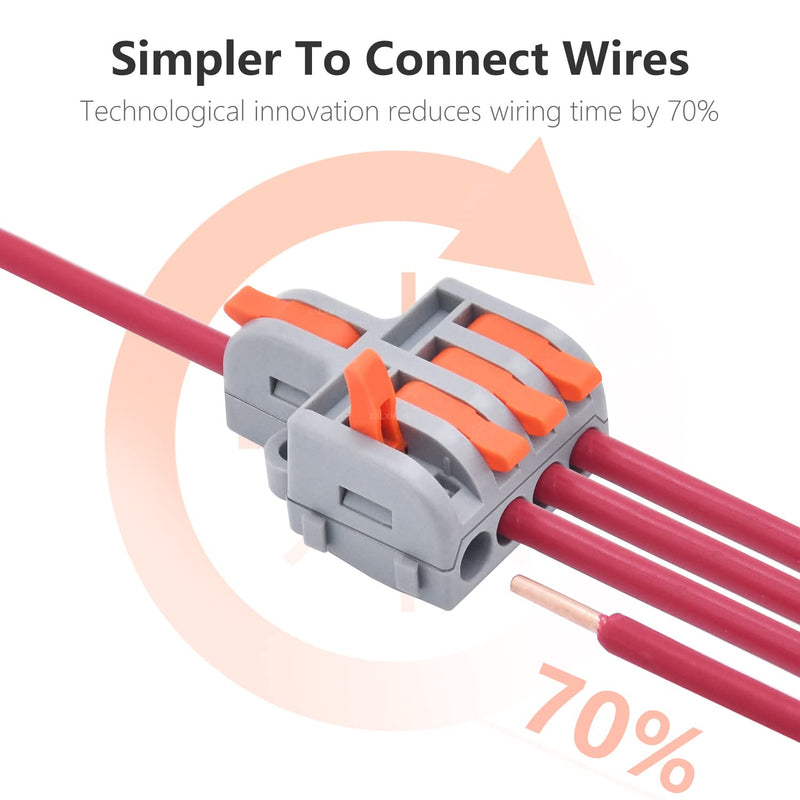  [AUSTRALIA] - XALXMAW 10Pcs Lever Wire Connectors, DIY Mini Quick Terminal Block Compact Splice Electrical Connectors (1 in 4 Out), 28-12 AWG