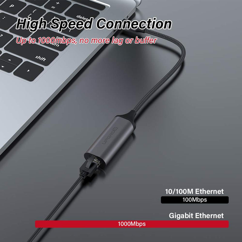  [AUSTRALIA] - Upgrow USB C to Ethernet Adapter Portable USB C 3.0 to 1-Gigabit 10/100/1000 Mbps RJ45 for MacBook Pro,MacBook Air,iPad Pro, ChromeBook, XPS, Galaxy, and More USB-C to Ethernet