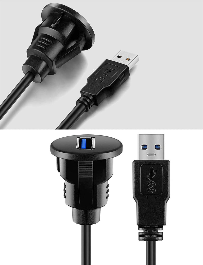  [AUSTRALIA] - Small USB 3.0 Male to Female AUX Flush Panel Mount Extension Cable for Car Truck Boat Motorcycle Dashboard 3ft 3 feet