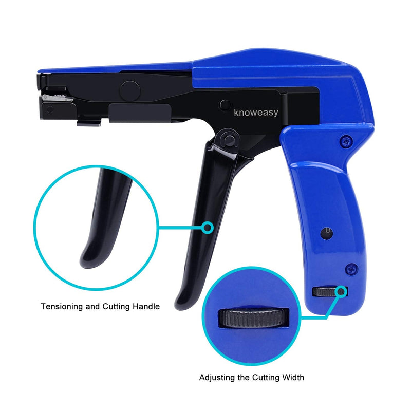  [AUSTRALIA] - Cable Tie Gun,Knoweasy Fastening Cable Tie Tool,Die-Cast Steel Flush Cut Zip Tie Gun with Steel Handle for Nylon Cable Tie,7 Inches Length Blue