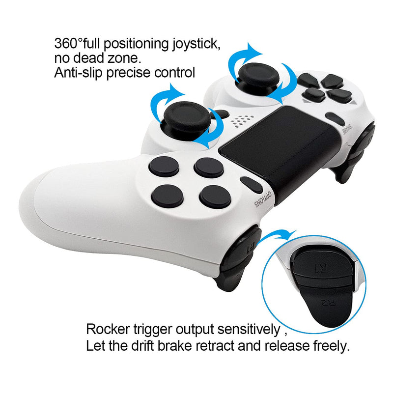  [AUSTRALIA] - Ceozon Playstation 4 Controller Wireless Bluetooth PS4 Controller Dual Vibration Audio Function Game Joystick for PS4 Pro Slim PS3 PC with Charging Cables Black and White 2 Pack Black & White