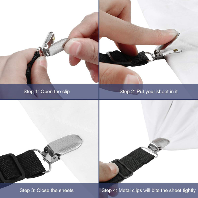  [AUSTRALIA] - Bed Sheet Holder Straps- Adjustable Fitted Sheet Clips Bed Sheet Fastener Suspenders Elastic Gripper Holder
