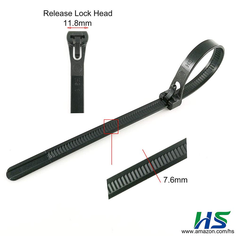  [AUSTRALIA] - HS 6 Inch Releasable Cable Ties Adjustable Wire Cable Tie (100 Pack) 50 Pound Heavy Duty Wire Twist Ties Reusable Zip Ties Small for Pc,Cord,Black