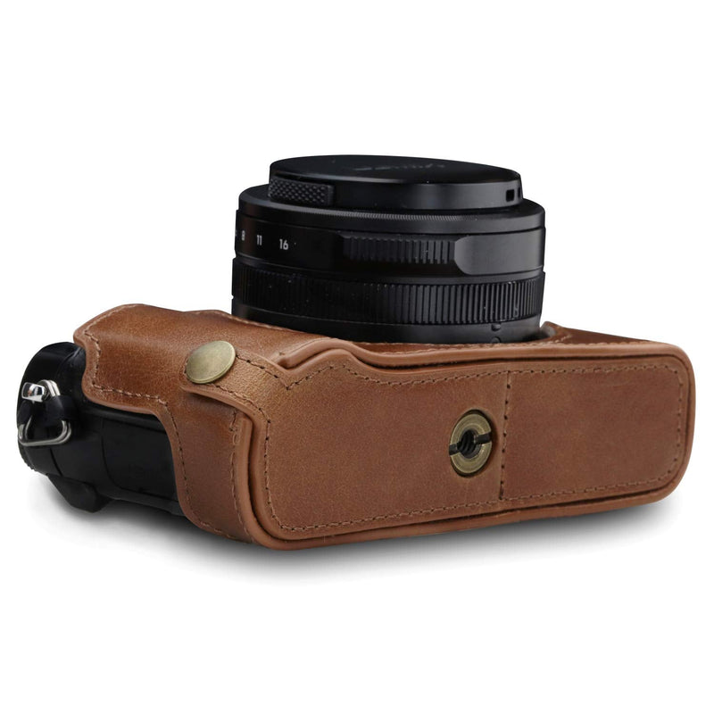  [AUSTRALIA] - MegaGear MG1564 Ever Ready Genuine Leather Camera Half Case Compatible with Panasonic Lumix DC-LX100 II - Brown One Size