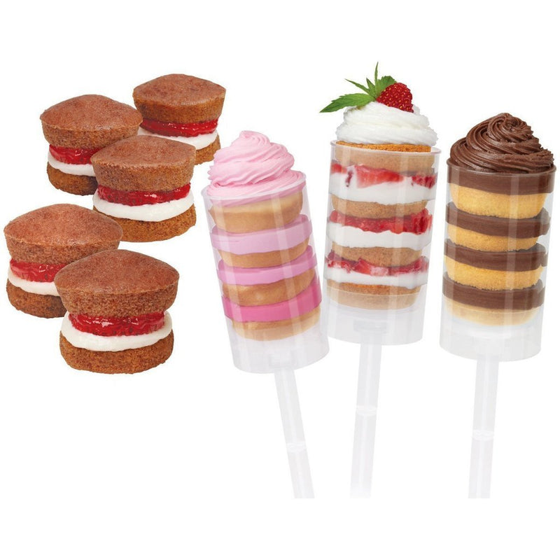  [AUSTRALIA] - EKIND Clear Push-Up Cake Pop Shooter (Push Pops) Plastic Containers with Lids, Base & Sticks, Pack of 24 24 of Circular