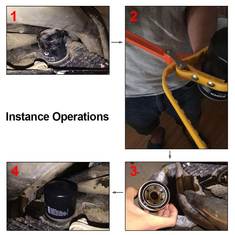  [AUSTRALIA] - Boeray Multi-Purpose Belt Strap Wrench, 23"(585mm) Capacity Adjustable Strap and 12"(300mm) Steel Handle-Yellow Yellow