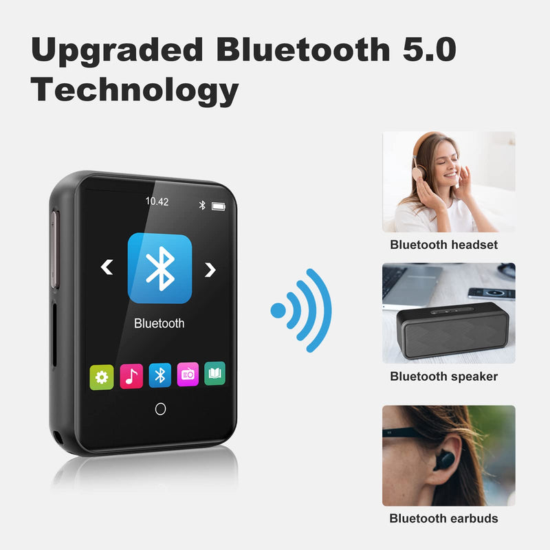  [AUSTRALIA] - 32GB Mp3 Player with Bluetooth 5.0 Portable Full Touch Screen Mp3 Player with Speakers Portable hi-fi Music Player with FM Radio Recording mp3 Player for Kids Suitable for Sports Running (Black)