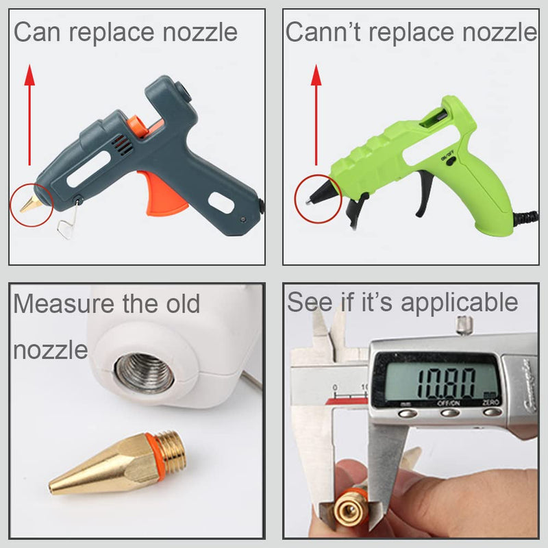  [AUSTRALIA] - Wolfride 4Pcs Glue Gun Nozzle Set Hot Glue Gun Tips 10.8mm Thread Interchangeable Copper Nozzle Bore Diameter 2mm 3mm