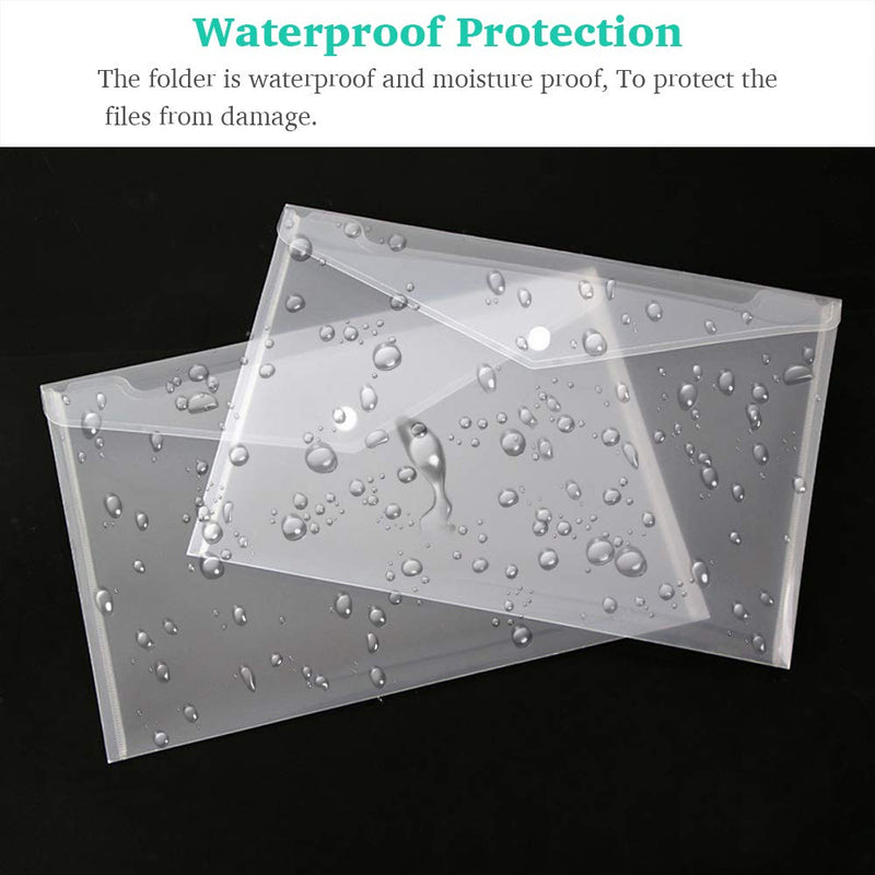  [AUSTRALIA] - Clear Document Folders Transparent Filing Envelopes Waterproof Plastic Envelopes File Holder Filing Document Poly Envelope with Snap Button Closure for A4 Letter Paper Size (White/5 Pcs ) 5