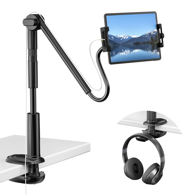  [AUSTRALIA] - Gooseneck Tablet Stand for Bed, 360 Adjustable Phone & iPad Holder for Desk, Flexible Arm Mount Clip for Video Recording, Bedside & Headboard Clamp for iPad Pro 12.9, Air, Mini, Kindle (4.7-12.9") 32 inch