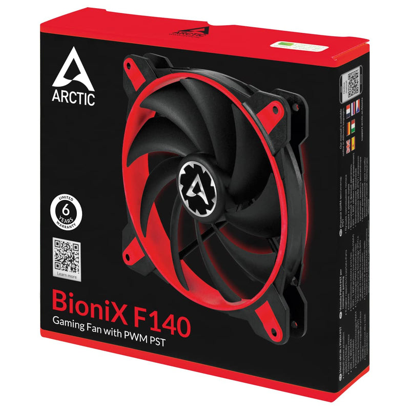  [AUSTRALIA] - ARCTIC BioniX F140 - 140 mm Gaming Case Fan with PWM Sharing Technology (PST), Very quiet motor, Computer, Fan Speed: 200–1800 RPM - Red BioniX F140 (red)