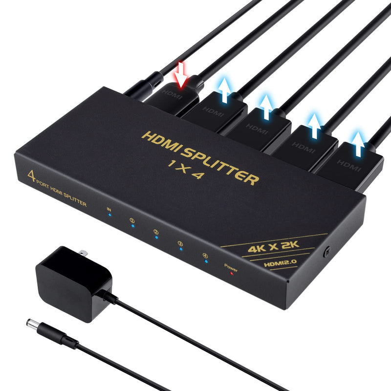  [AUSTRALIA] - 4K @60Hz HDMI Splitter 1 in 4 Out, HDMI 2.0 HDCP 2.3, 1x4 Audio Video Distributor Support YUV RGB 4:4:4 Full HD 1080P and 3D for HDTV Xbox PS3/4 Blu-Ray Player 4K 60Hz